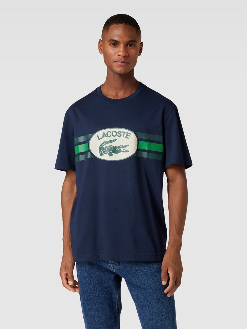 T-Shirt mit Label-Print in dunkelblau