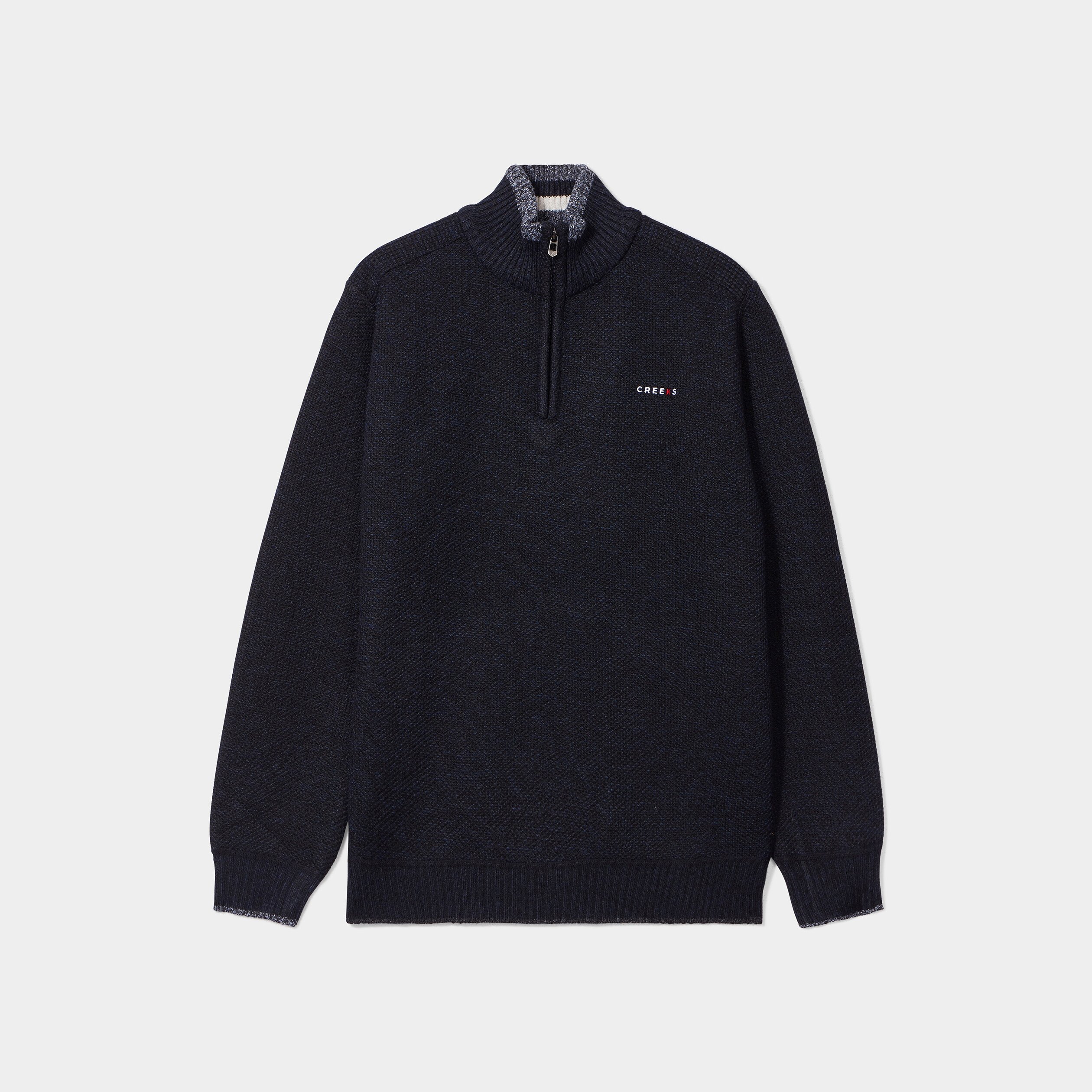 Pull camionneur zippé droit Creeks bleu foncé homme | La Halle