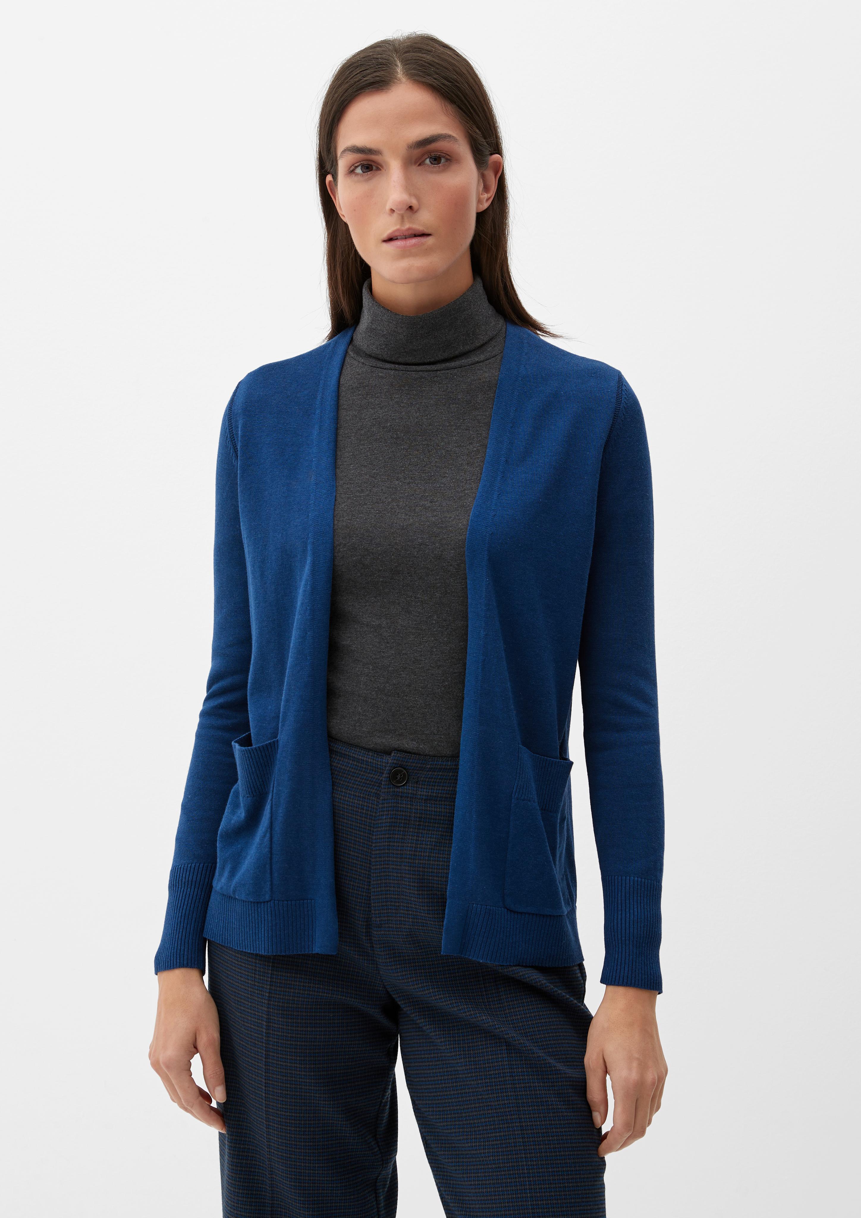 Strickjacke mit Rippblenden  2125616-5659