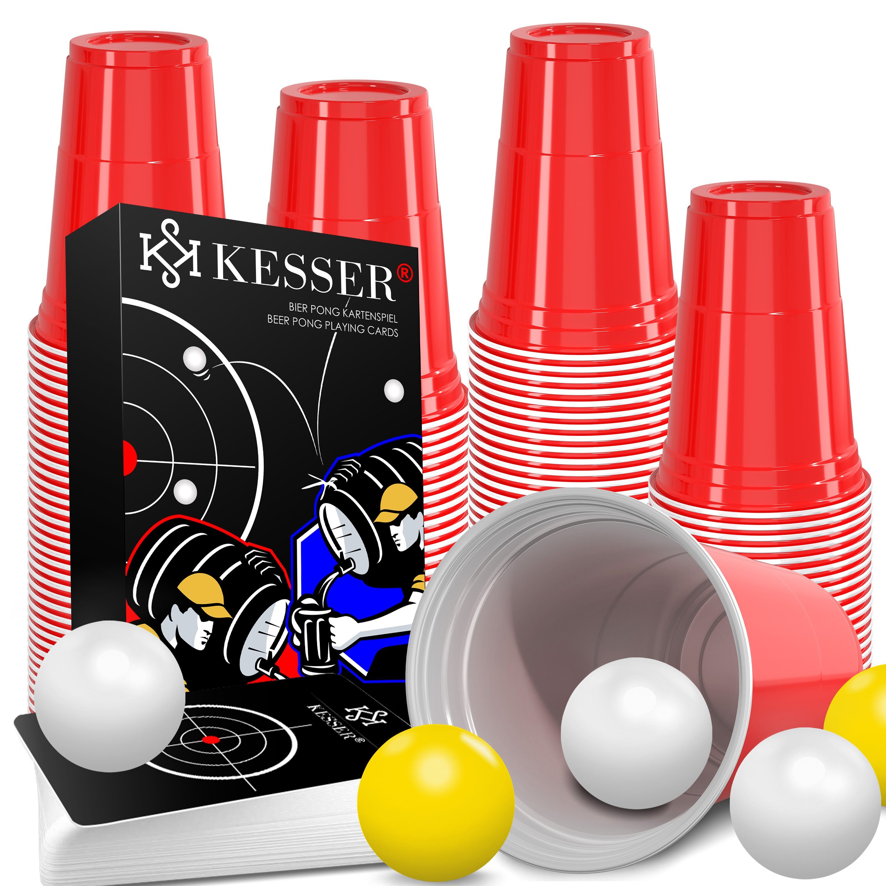 KESSER Klapptisch, Beer Pong Becher Set mit Kartenset 54 Karten, Bierpong