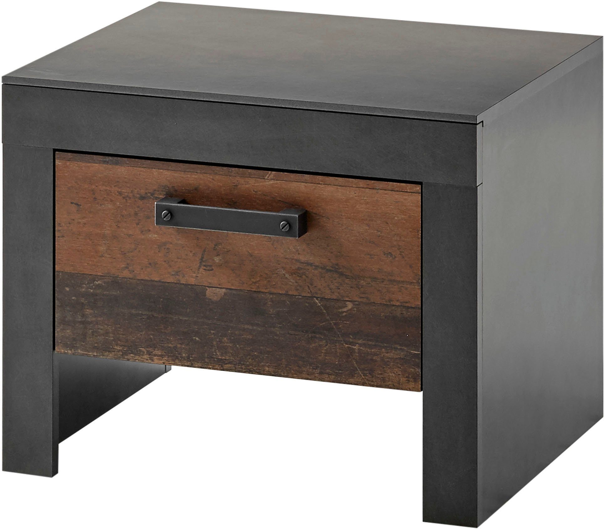 Home affaire Bettanlage BROOKLYN, (Set, 2-St., Einzelbett mit Holzkopfteil, Nachtkommode)