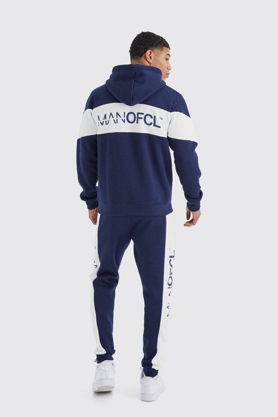 Slim-Fit Man Official Colorblock Trainingsanzug mit Kapuze
