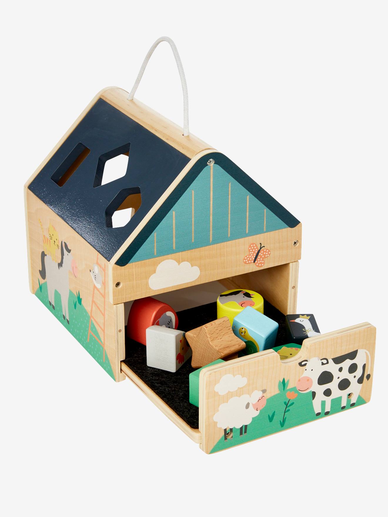Vertbaudet Baby Steckspiel aus Holz FSC - mehrfarbig/bauernhof