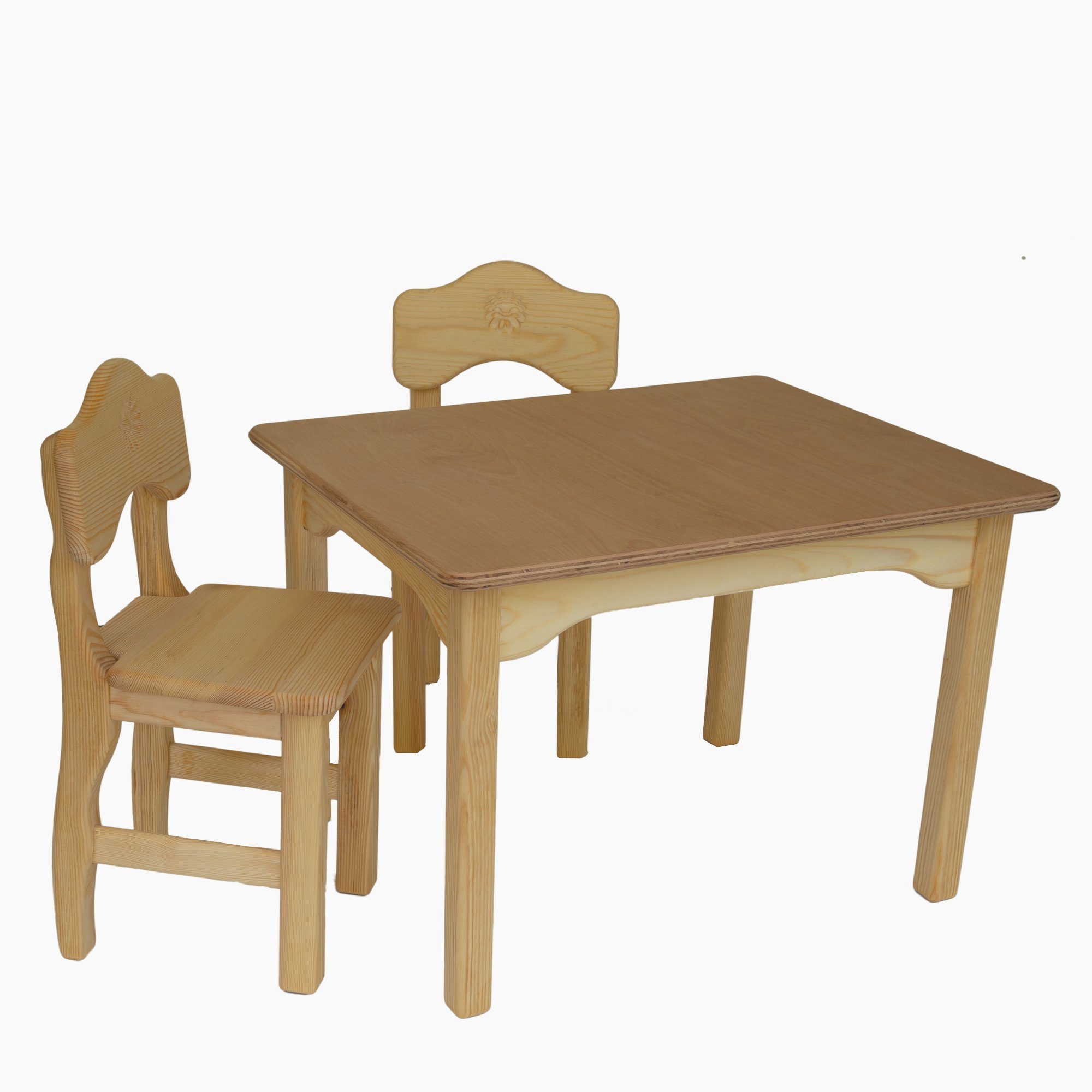 Madera Spielzeuge Kindersitzgruppe Kindertisch 75 und 2 Stühlen, (3-tlg), hochwertiger Handarbeit in Deutschland gefertigt.