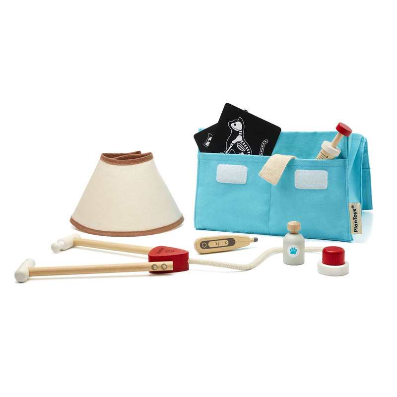 Mallette de vétérinaire et 8 accessoires en bois Oxybul