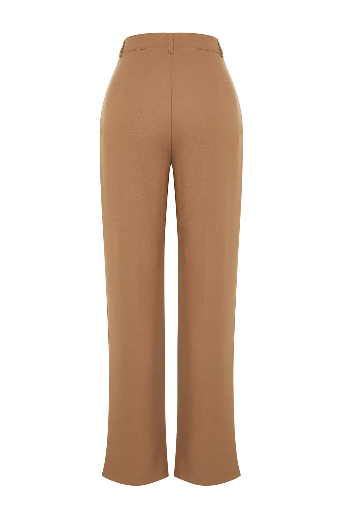 Trendyol Collection  Braune, gerade geschnittene, plissierte Webhose in limitierter Auflage TWOAW23PL00401