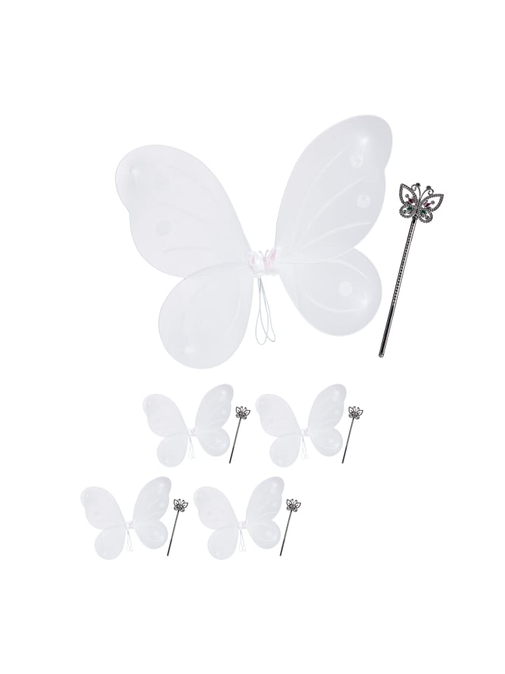 relaxdays 5x Feenflügel/Zauberstab in Weiß/Silber günstig kaufen onesize
