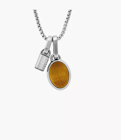 Fossil Kette Stones Anhänger Tigerauge Edelstahl
