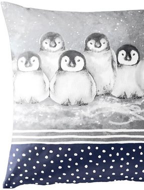 Bettwäsche Pinguine, BIERBAUM, Biber, 2 teilig, Biber, 100 % Baumwolle, mit Pinguinen, pflegeleicht
