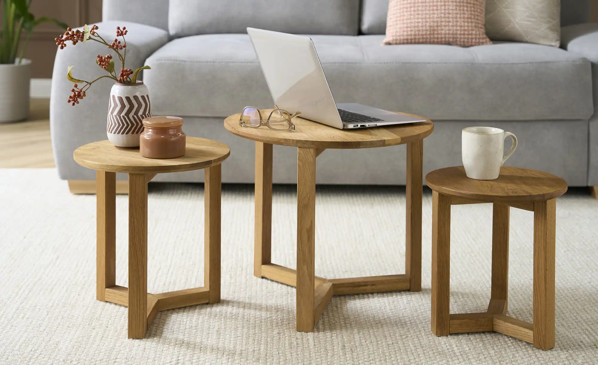 Couchtisch 3er Set Massivholz