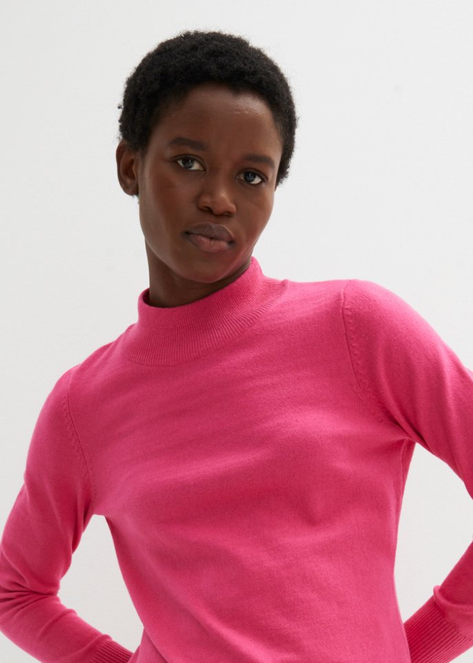 Basic Pullover mit Stehkragen mit recycelter Baumwolle