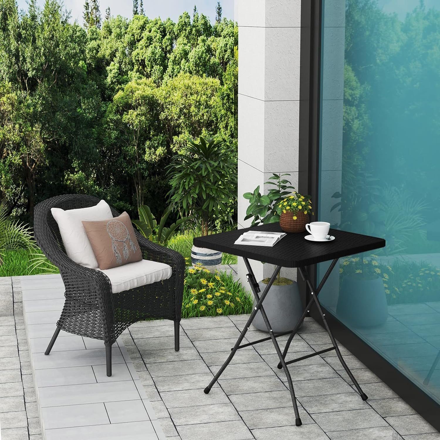 EUGAD Gartentisch (1-St), klappbarer Balkontisch Campingtisch, quadratisch