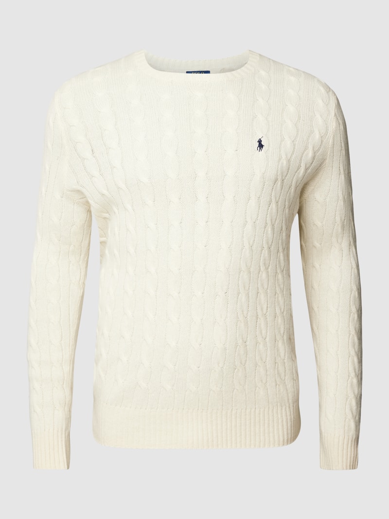PLUS SIZE Strickpullover mit Zopfmuster in offwhite