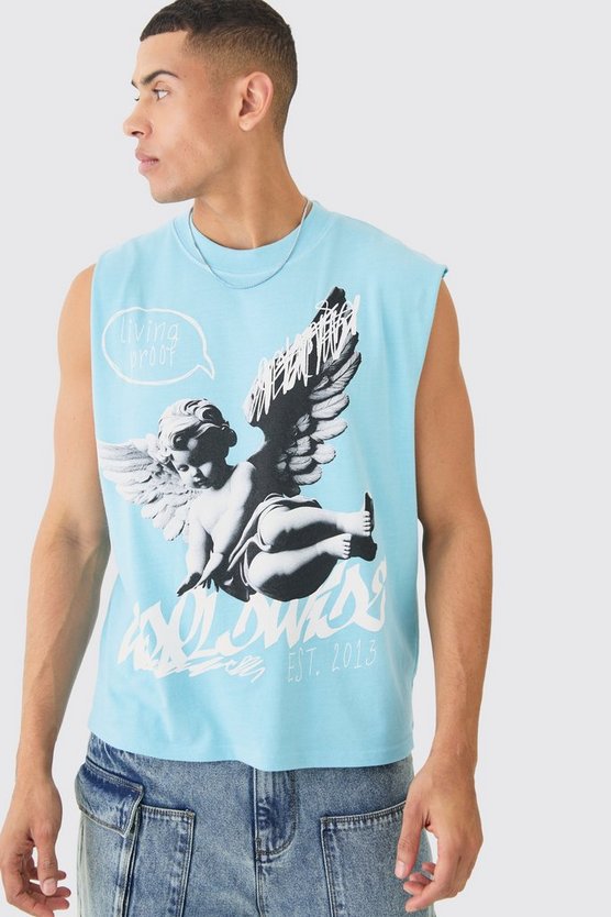 Kastiges Oversize Tanktop mit Gothic Renaissance-Print