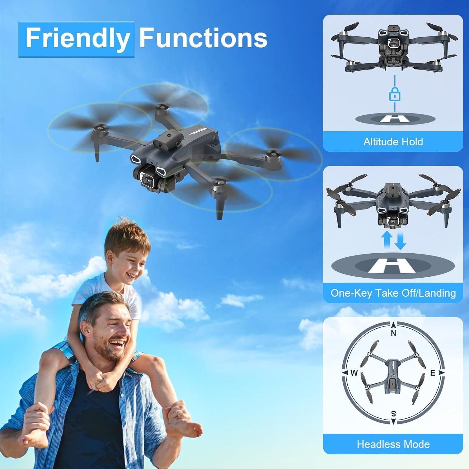 GuKKK Drohne (1080P, Verstellbarer mit 2 Batterien, RC WiFi FPV Übertragung für Anfänger)