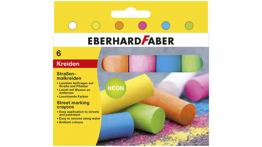 EBERHARD FABER Straßenmalkreiden Neon Kartonetui mit 6 Farben