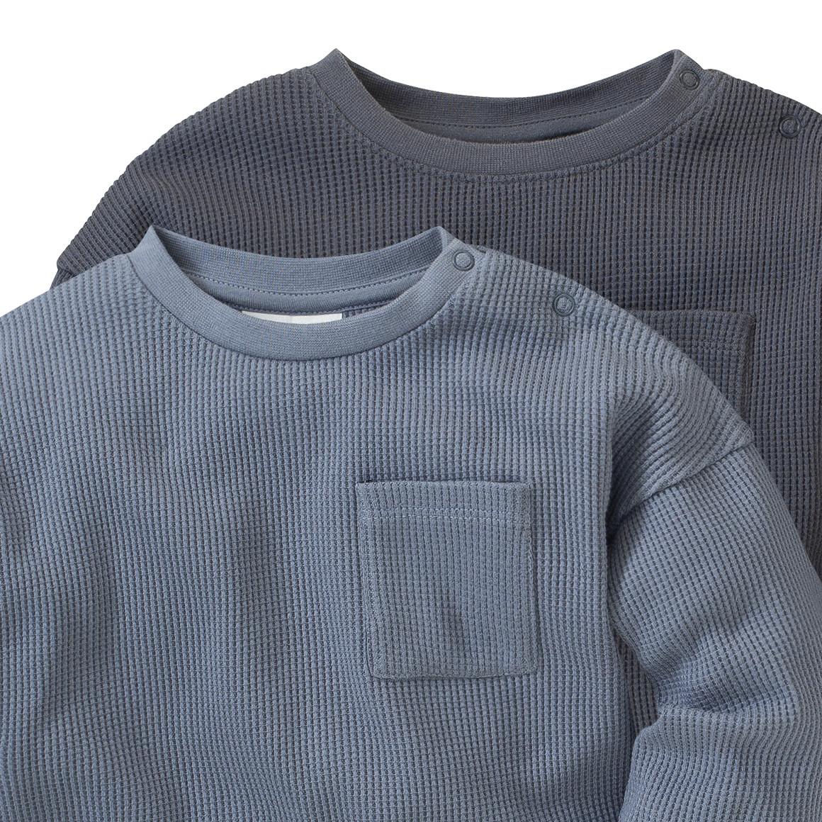 2 Baby Langarmshirts aus Waffel-Piqué