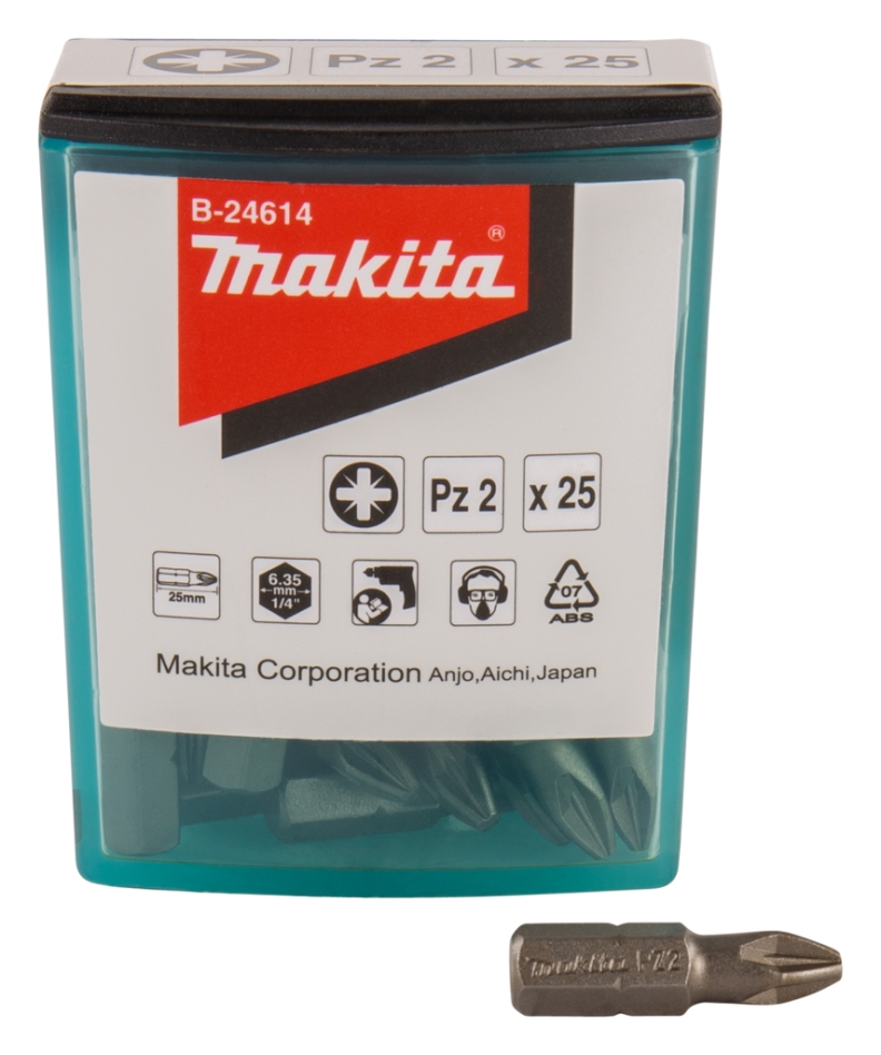 Accesorii Makita B-24614 Biți de șurubelniță PZ2x25mm 25 bucăți