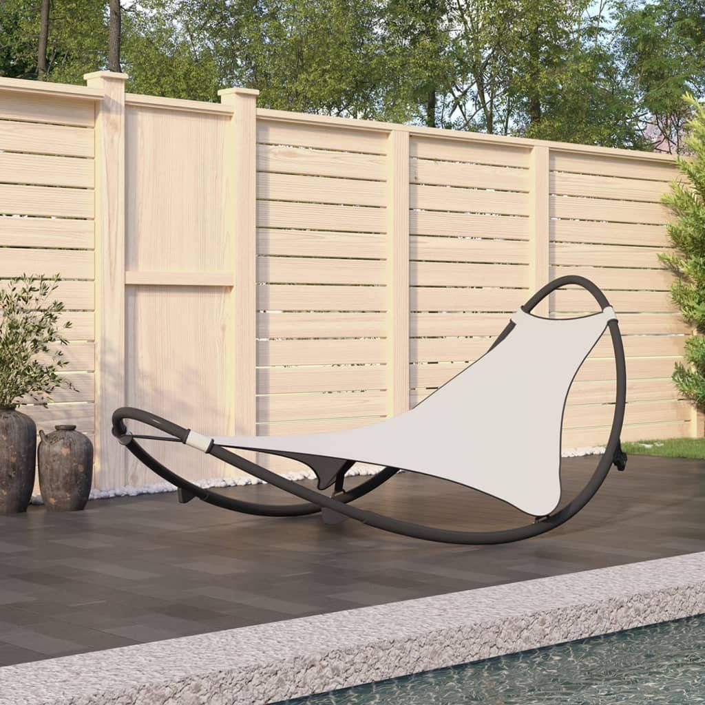 vidaXL Gartenliege Schaukelliege mit Rollen Stahl & Textilene Creme, 1 St.
