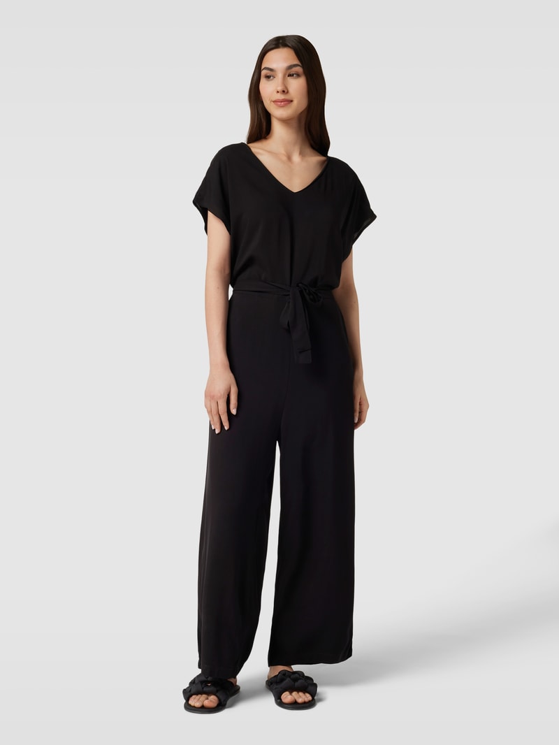 Jumpsuit aus reiner Viskose mit Animal-Print Modell 'Joella' in schwarz