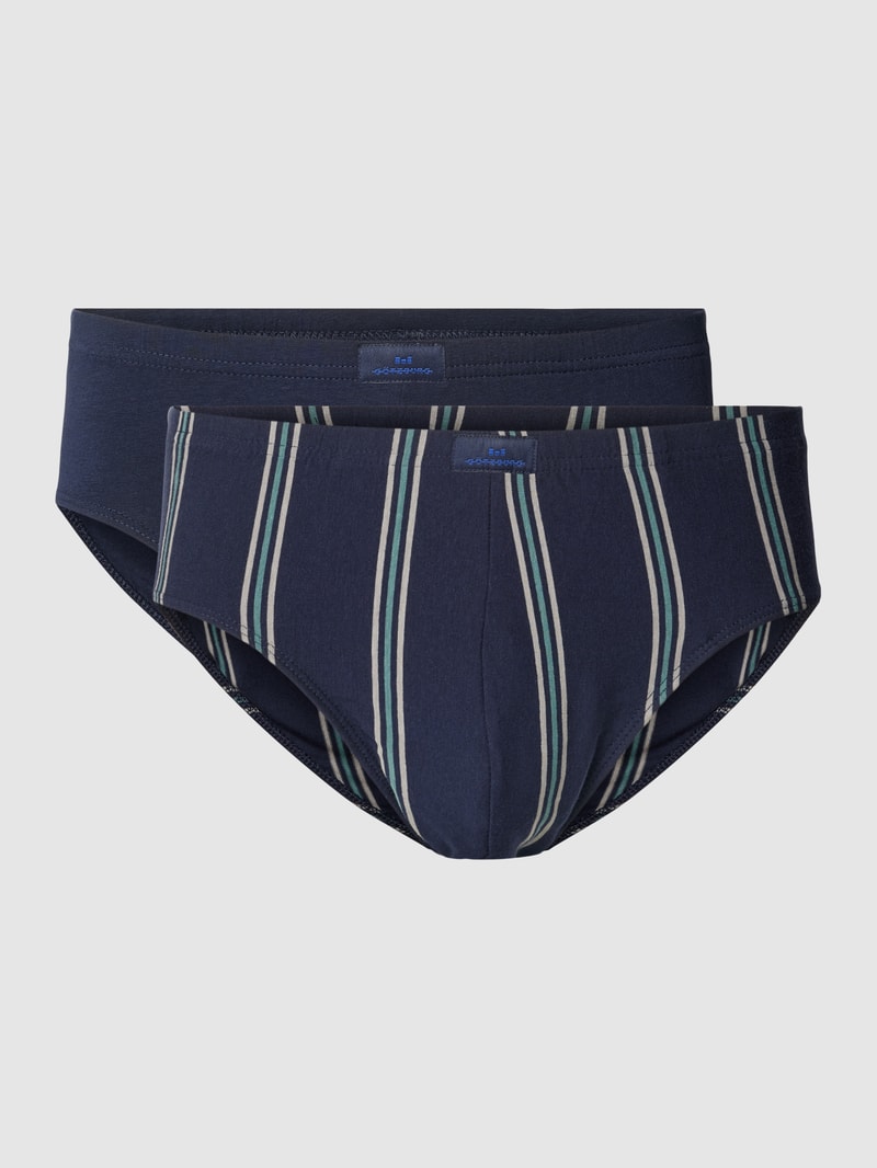 Slip mit Label-Stitching Modell 'X-LASTIC' im 2er-Pack in dunkelblau