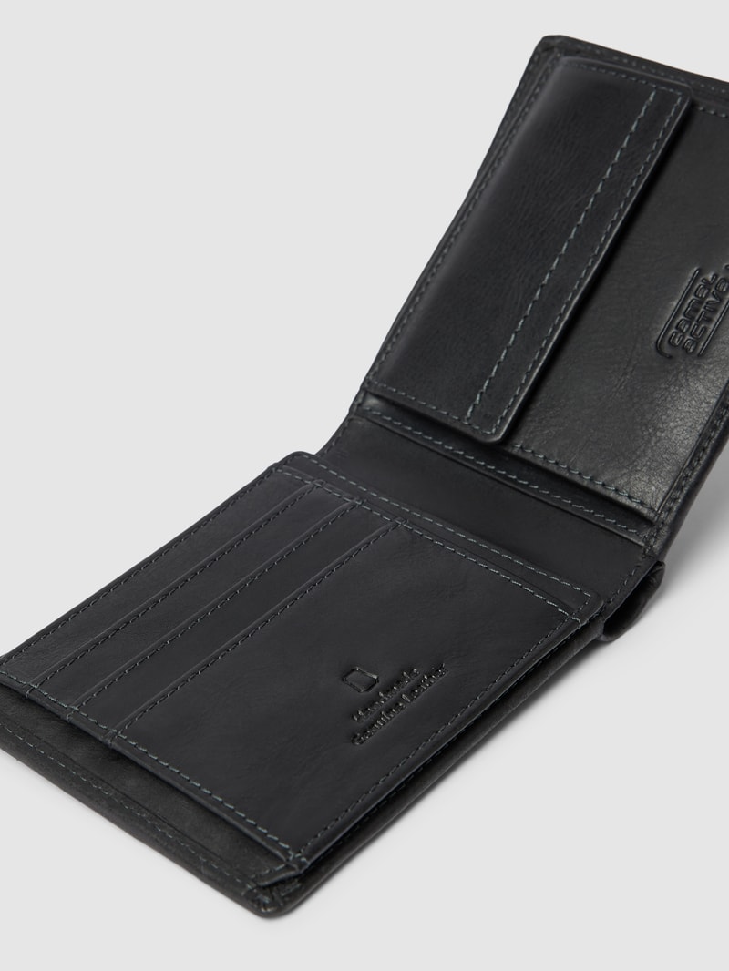 Portemonnaie aus Leder mit RFID-Blocker in schwarz