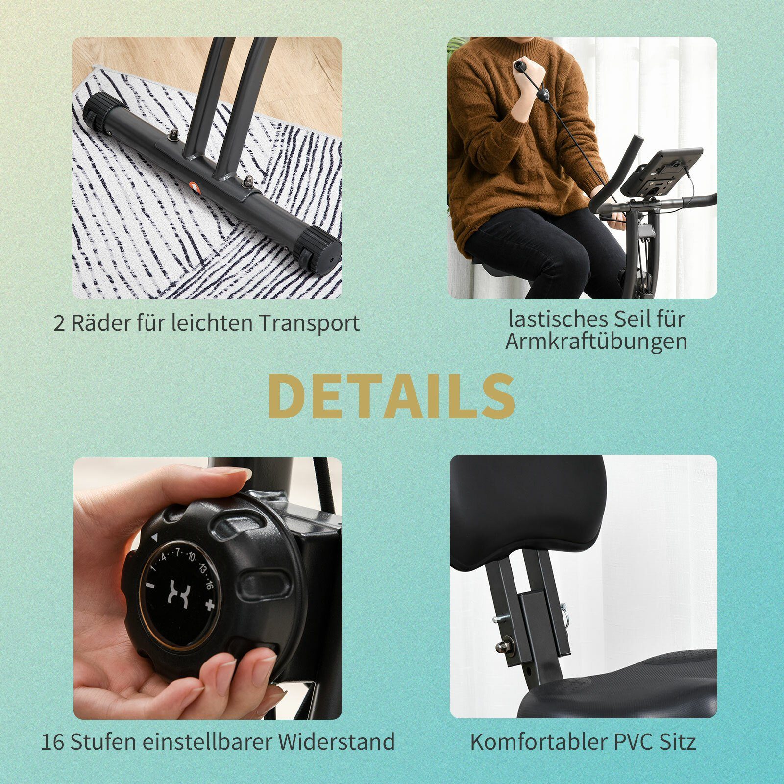 HOMCOM Heimtrainer 2-in-1 Fahrradtrainer