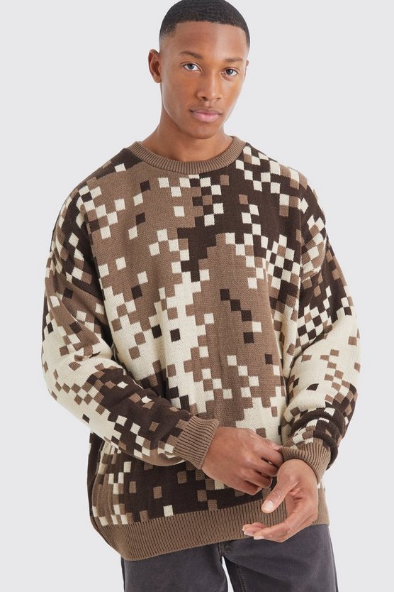 Oversize Camouflage Strickpullover