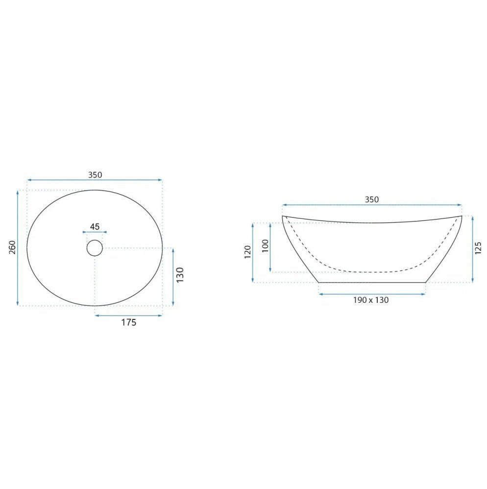 Badezimmer Rea Aufsatzwaschbecken Waschbecken Marmor Optik Gäste WC / Gäste Bad Sofia Mini 35x26cm