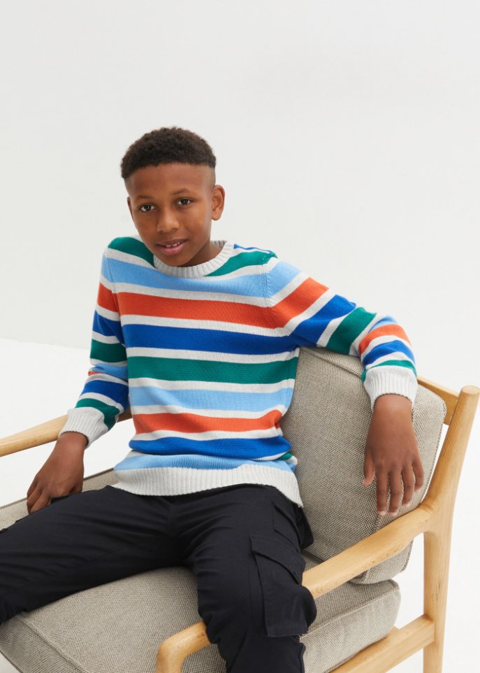 Jungen Strickpullover mit Streifen