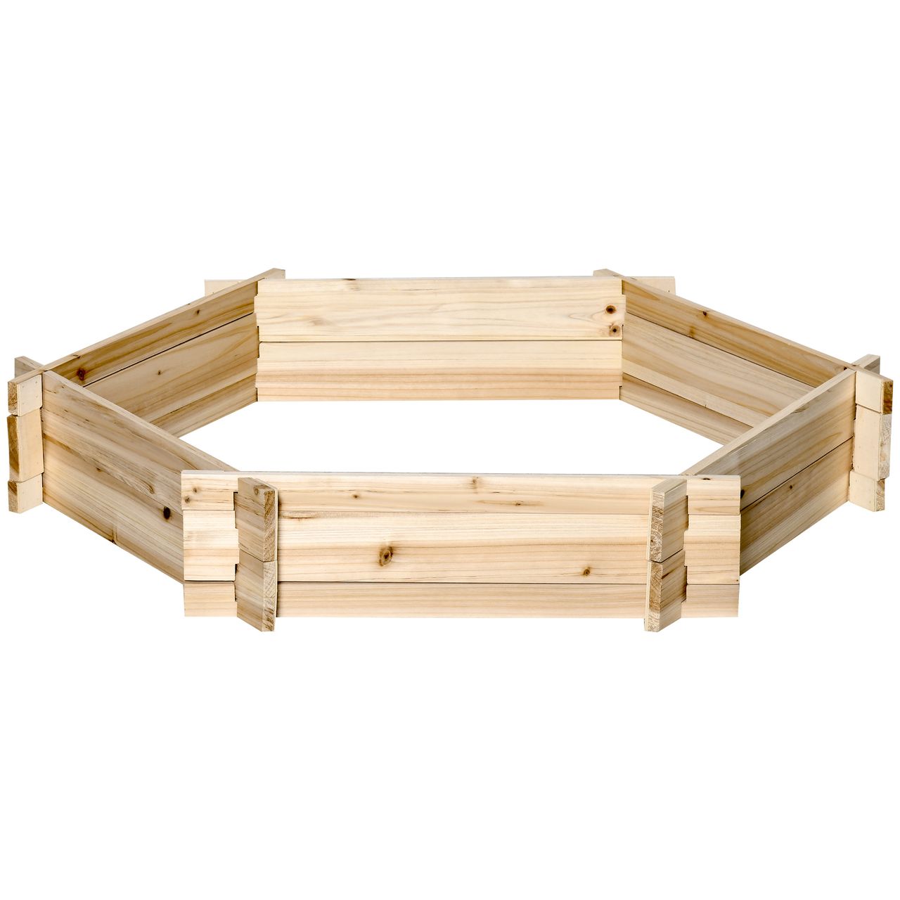 Outsunny Hochbeet sechseckig DIY Pflanzkübel Pflanzkasten aus Holz Natur