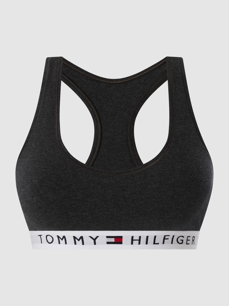 Bustier mit Logo-Bund in anthrazit meliert