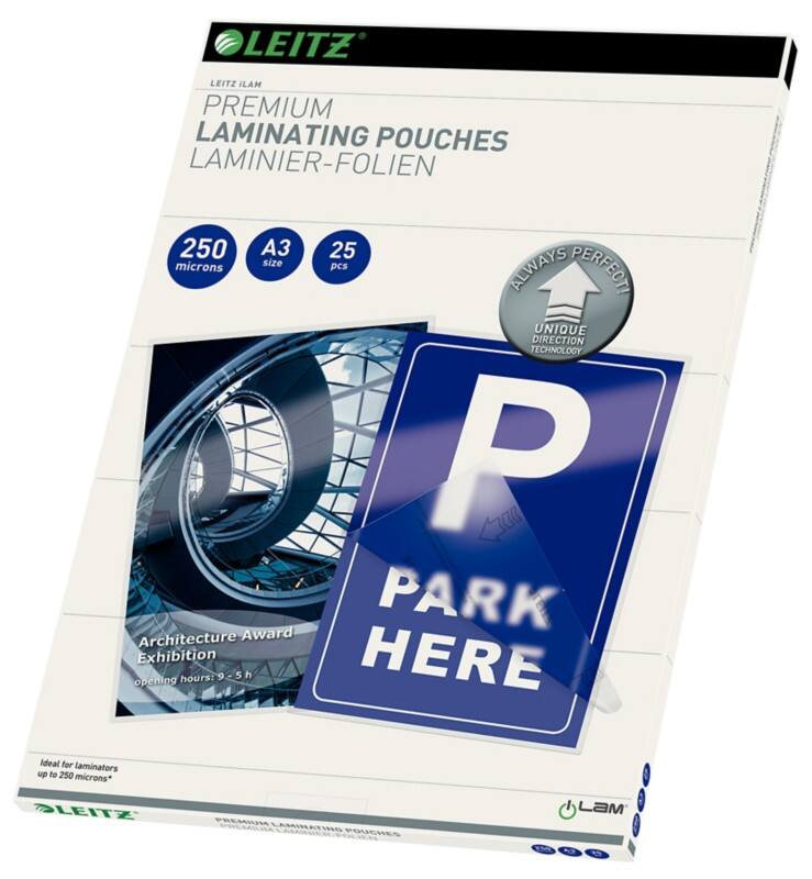 Leitz iLAM Premium Laminierfolien DIN A3 Glänzend 250 Mikron (2 x 250) Transparent 25 Stück