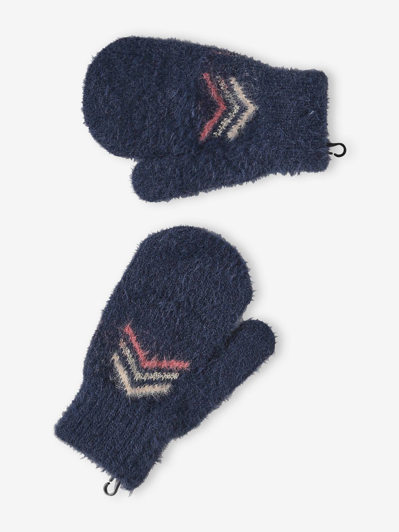 Vertbaudet Mädchen Strick-Set: Mütze, Rundschal & Handschuhe - nachtblau