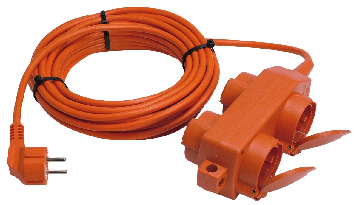 Schwabe 60612 Verlängerungskabel H05VV-F 3G1.5 10 m mit Verteilerblock 230 V/16 A IP20 4-fach
