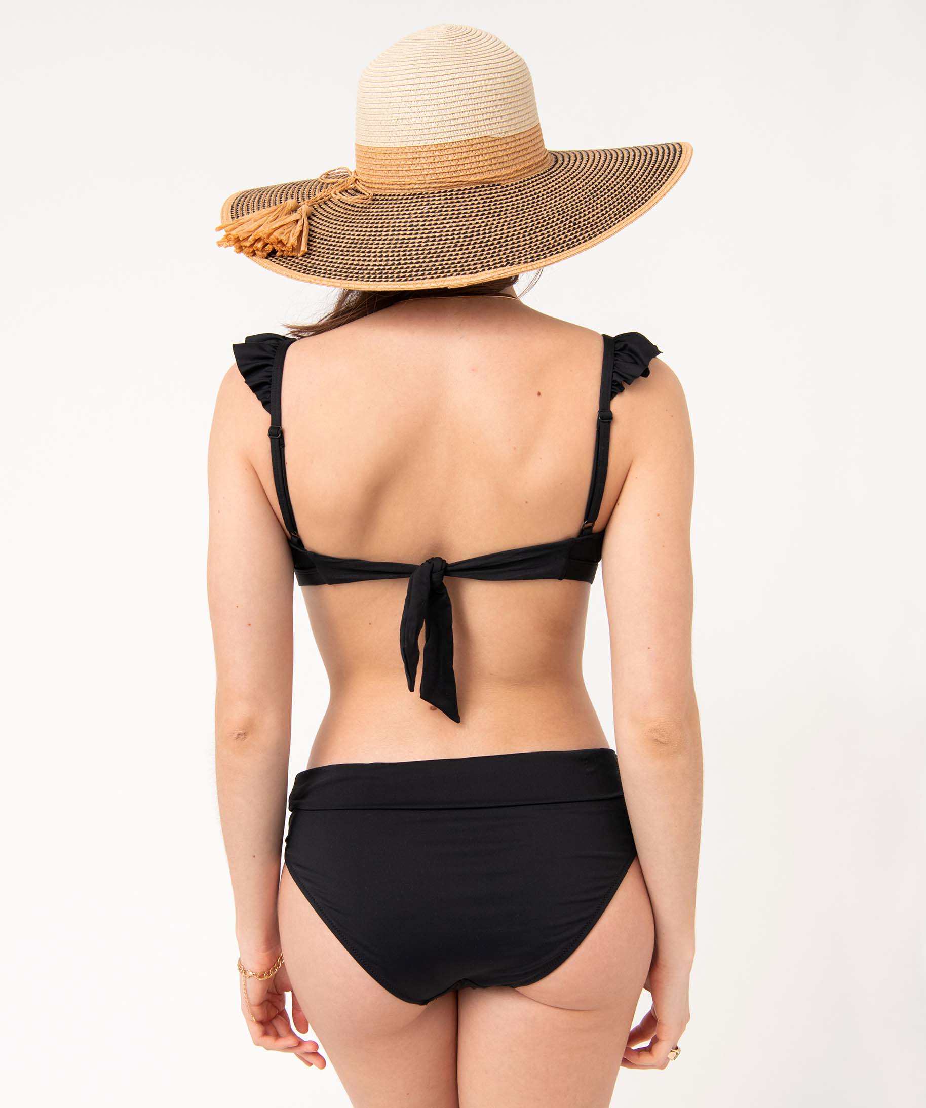 Bas de maillot de bain femme avec revers à la taille noir | GEMO