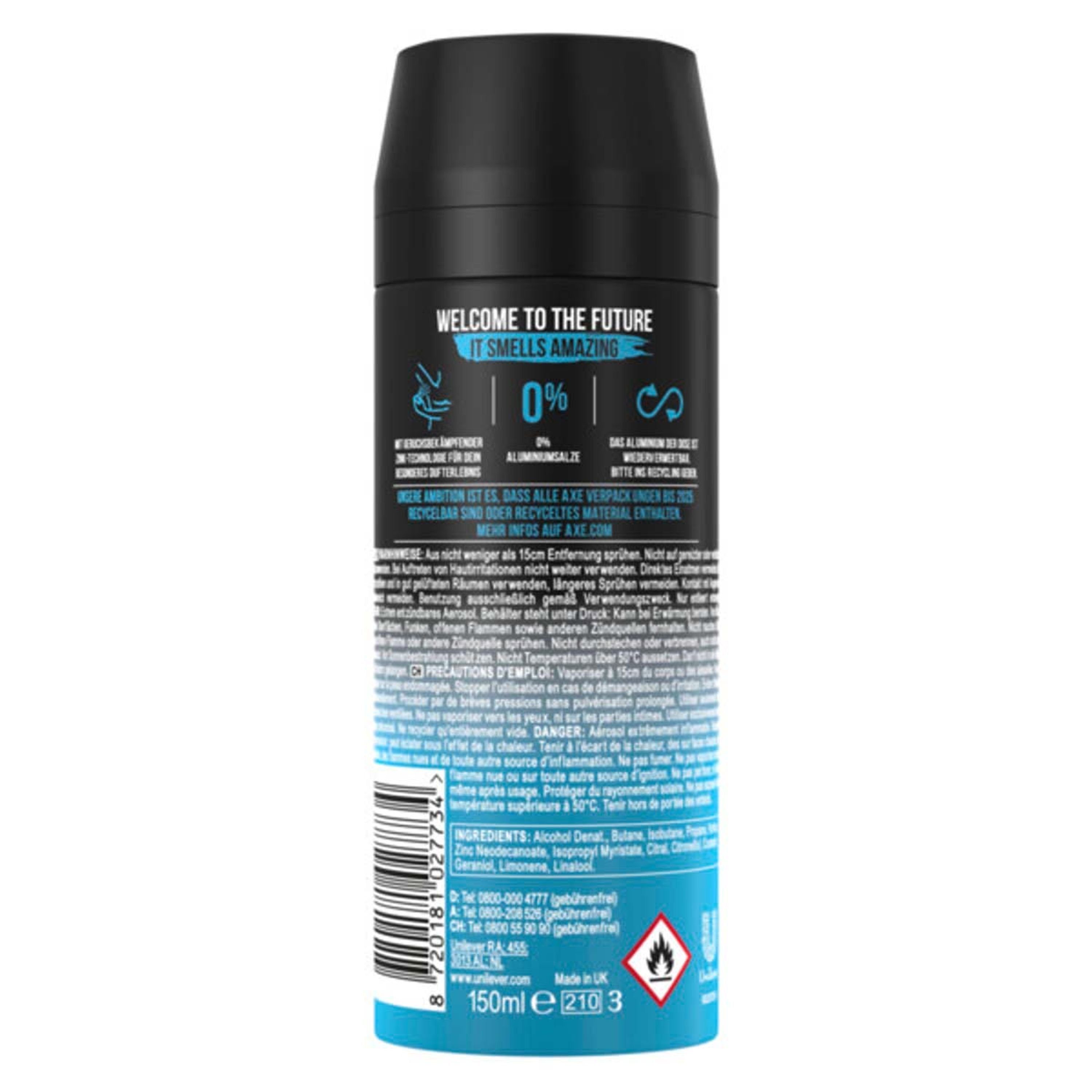 axe Deo-Set Bodyspray Ice Chill Deo 6x150ml Deospray Deodorant Männerdeo
