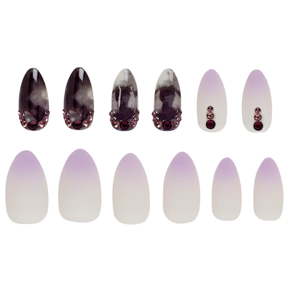 Ardell Nail Addict Marble Purple Ombre Faux-ongles prêt à poser Ardell avec accessoires