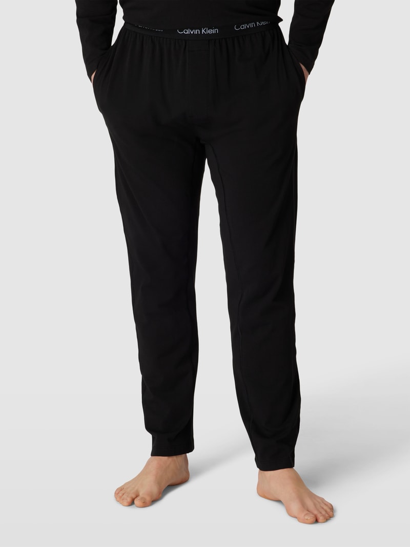 Pyjama-Hose mit Label-Details in schwarz