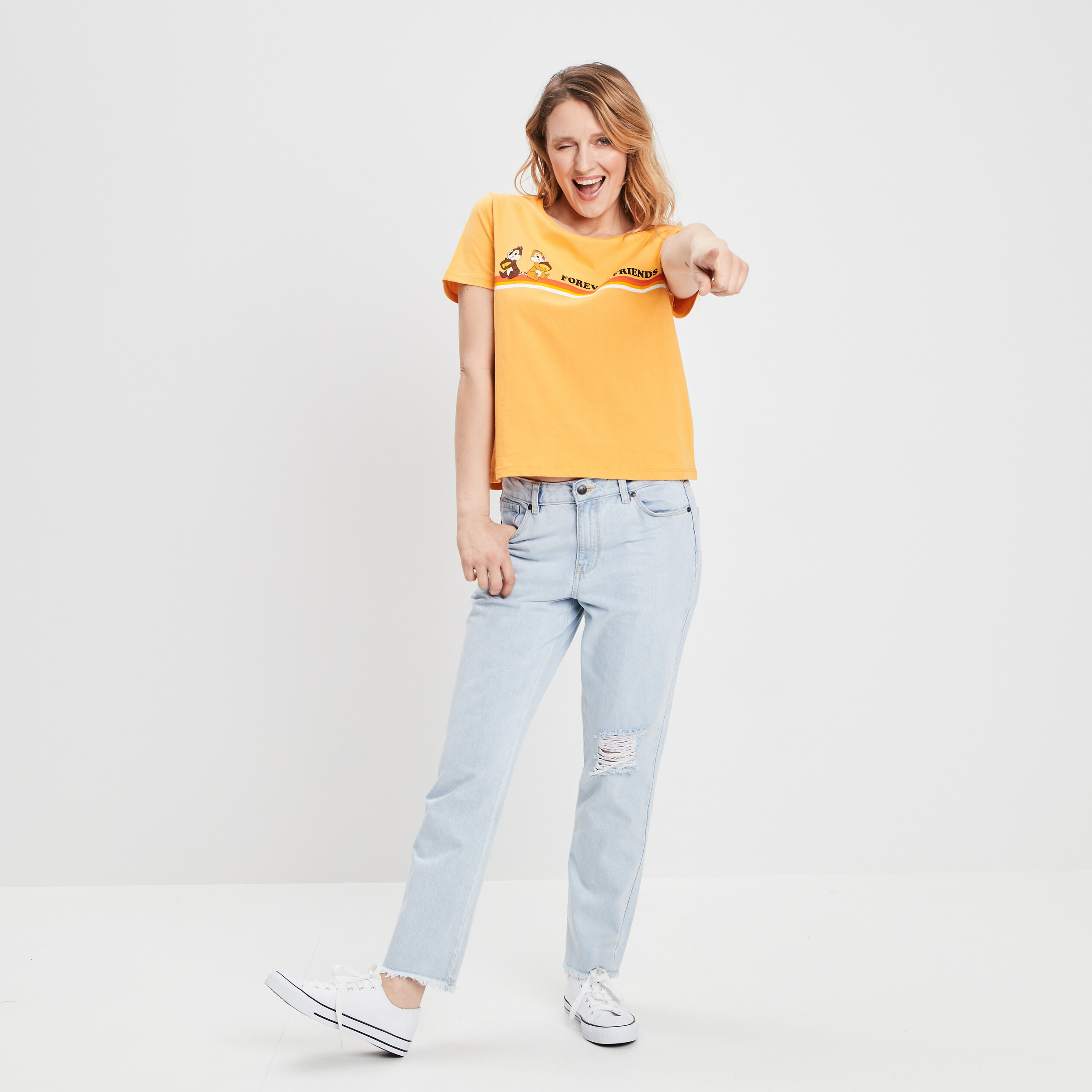 Jeans mom taille haute 7 8ème denim bleach femme | La Halle