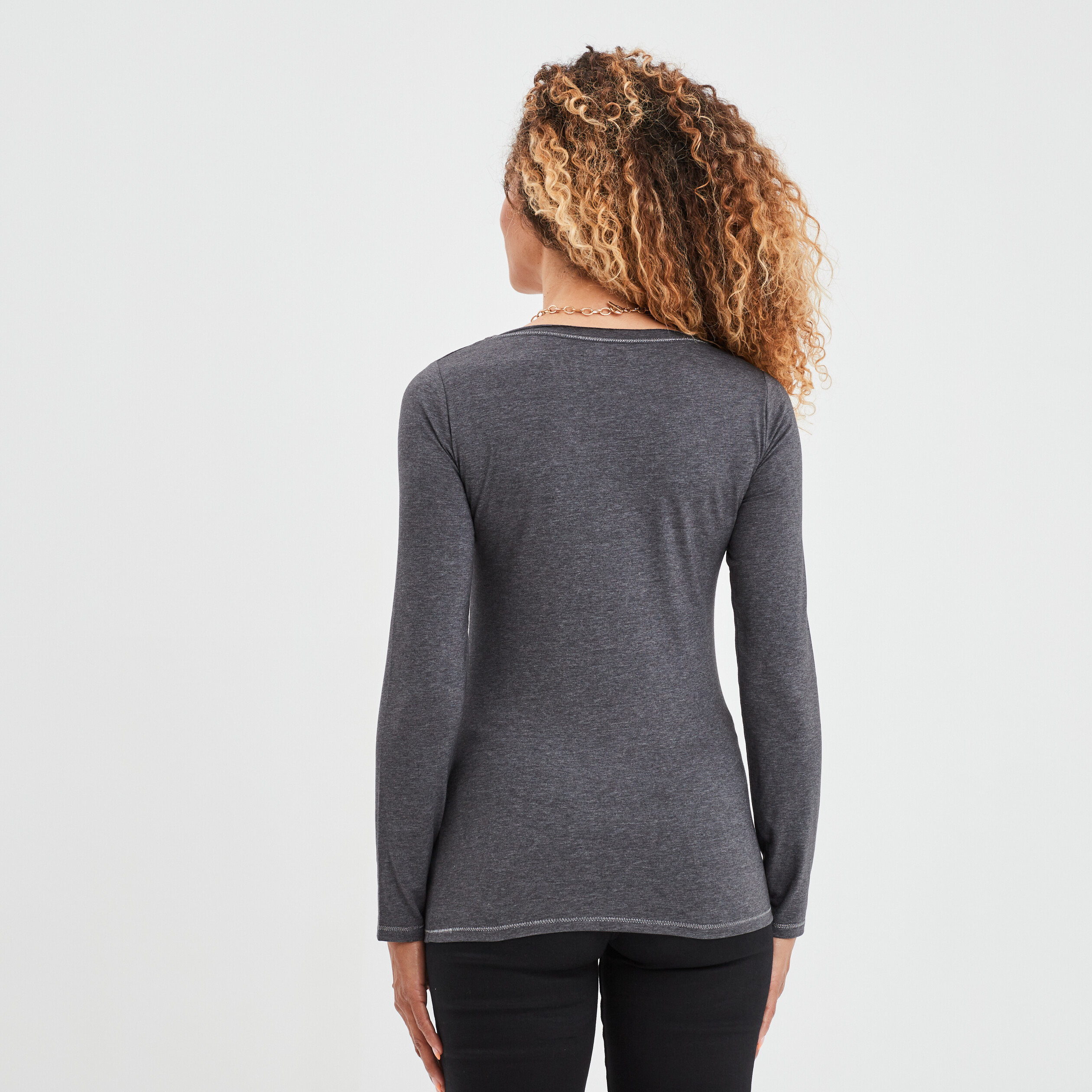 T-shirt manches longues gris foncé femme | La Halle