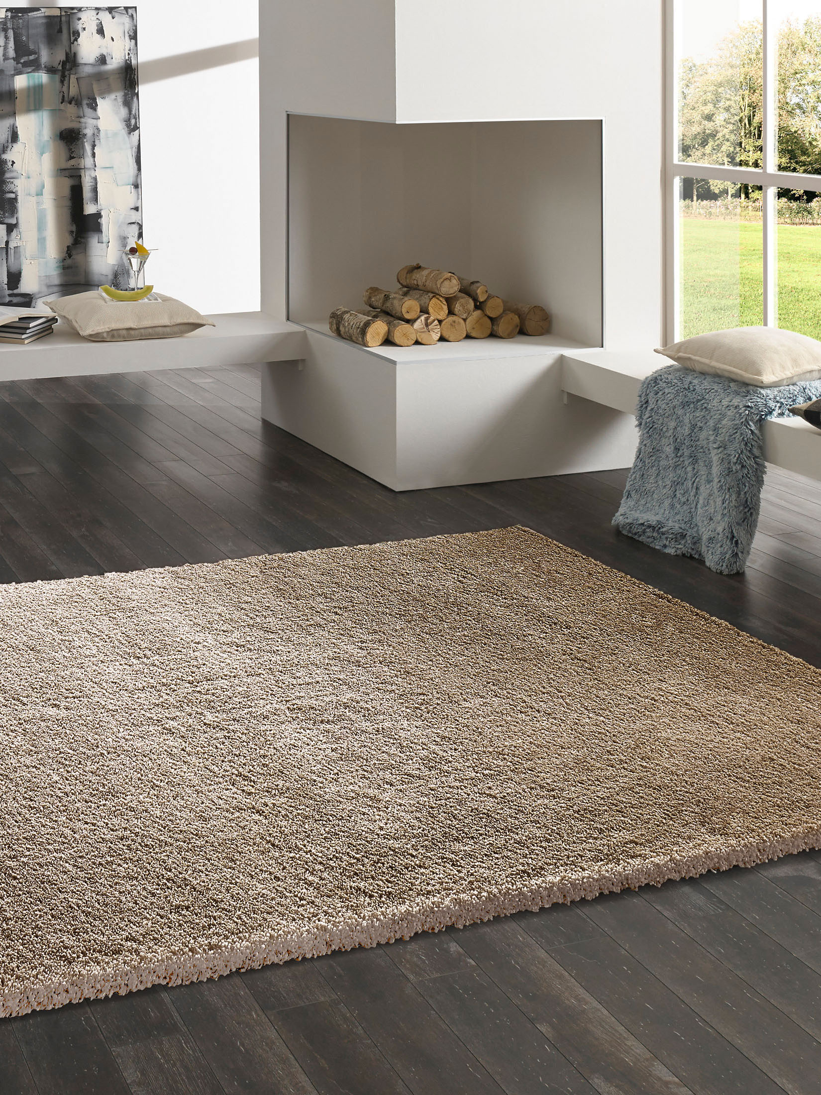 Lounge Hochflor-Teppich, Beige
