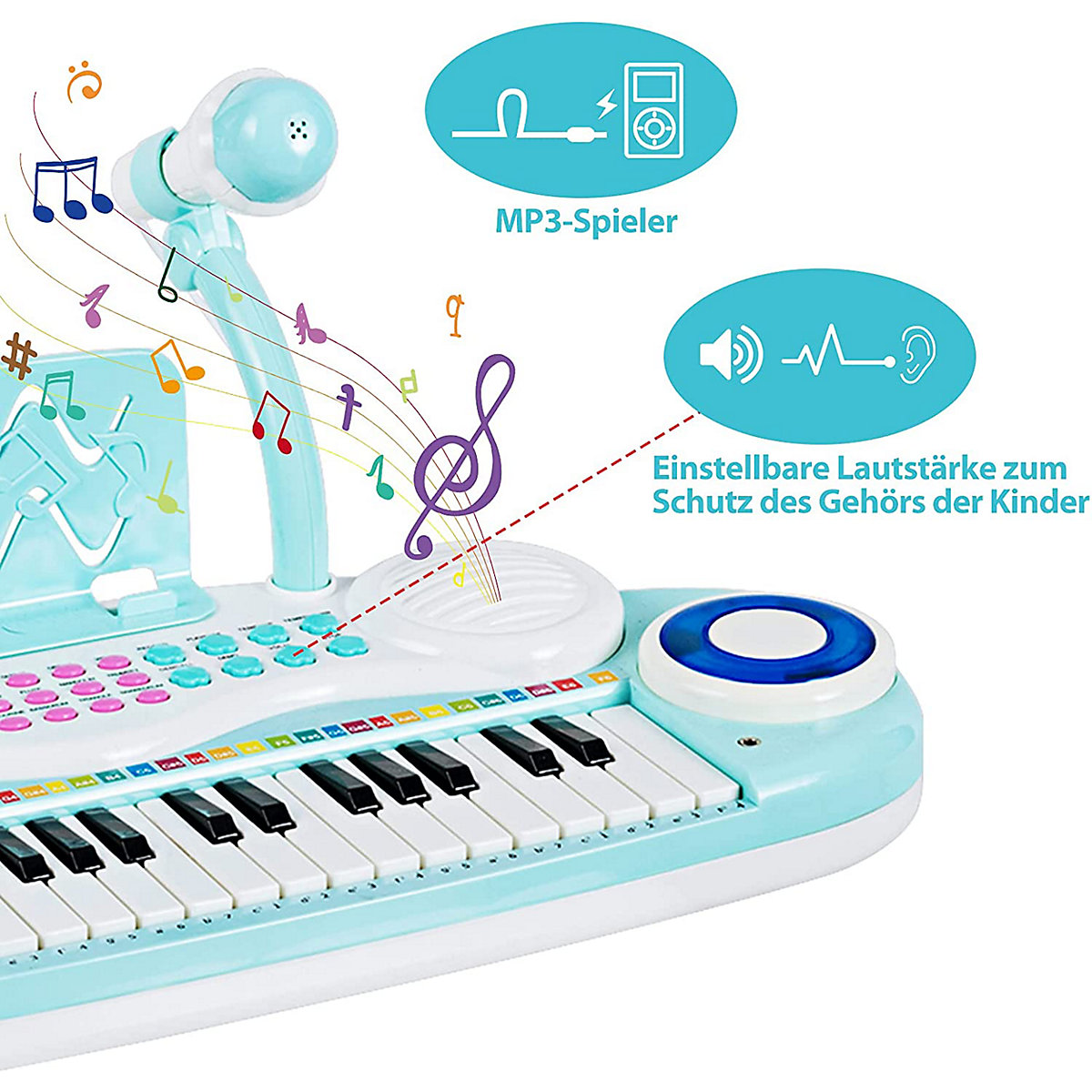 Keyboard mit Hocker & Mikrofon