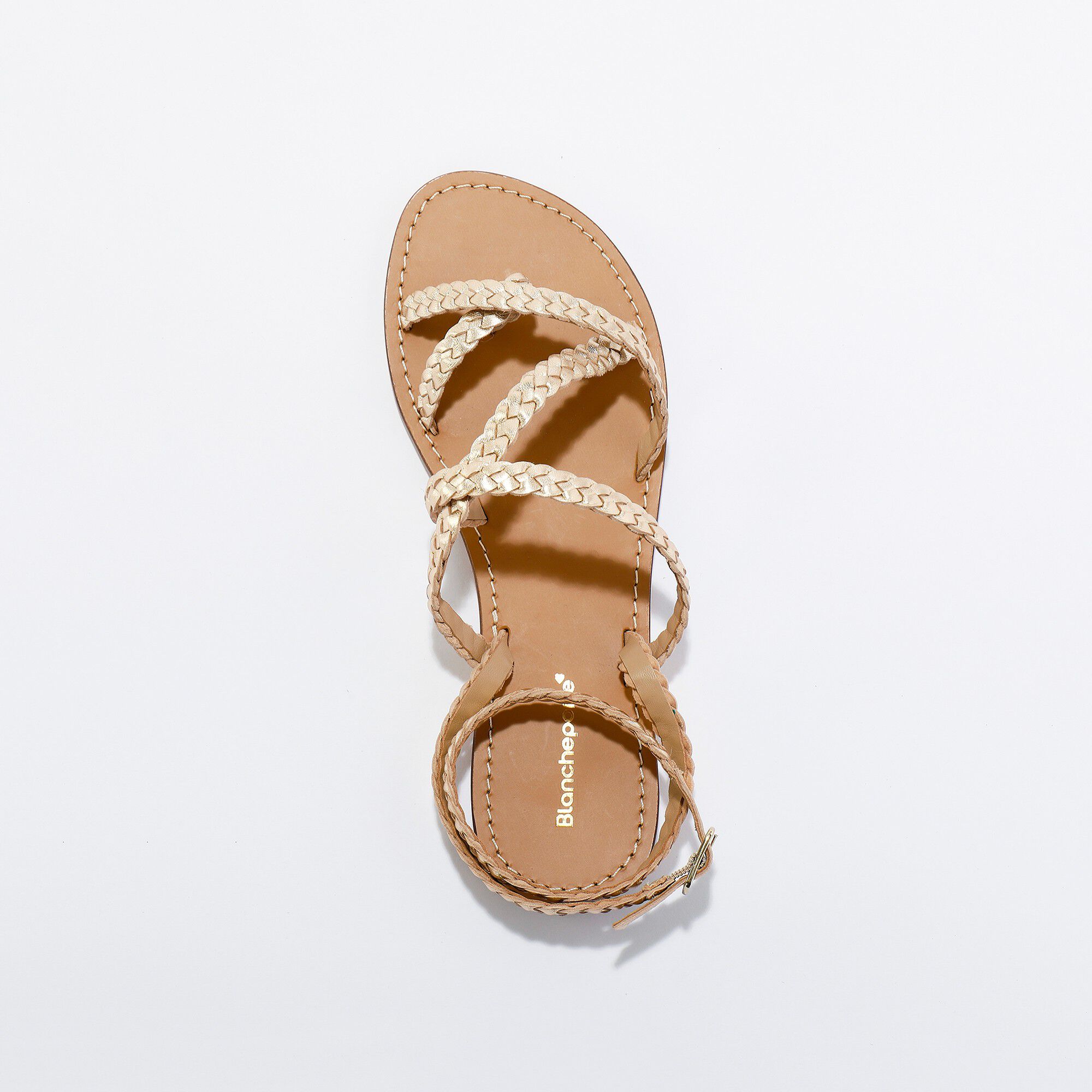 Sandales en cuir tressé irisé