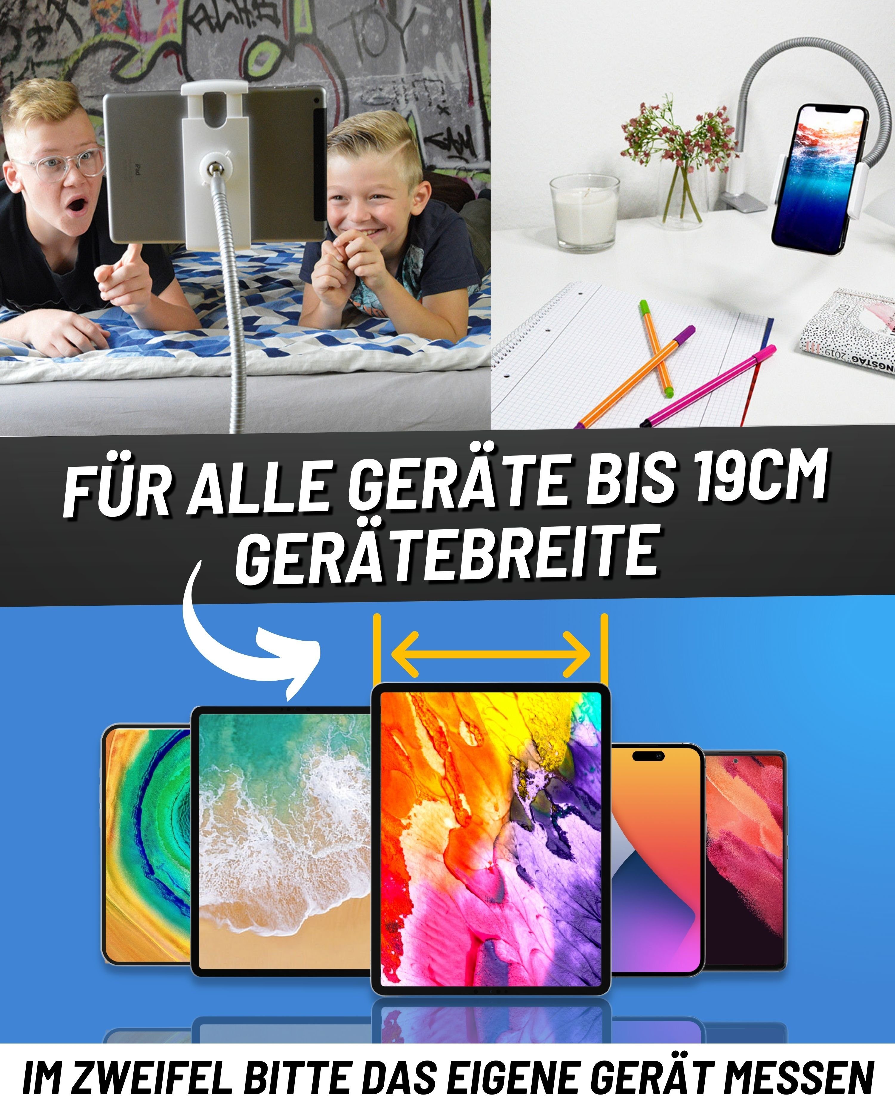 FLEXD-X Schwanenhals Tablet Halterung Tablet-Halterung, (iPad Halterung Bett / Tisch - Tablet Halterung Bett)