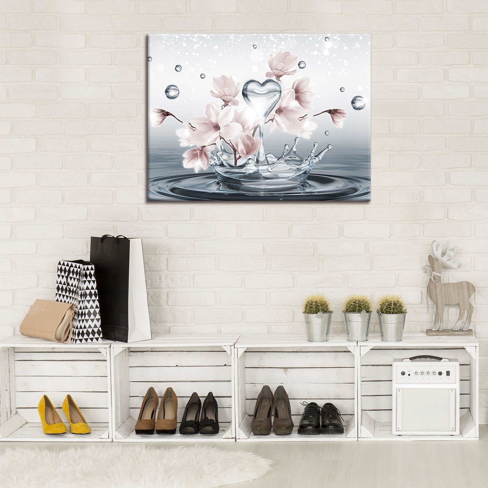 Wallarena Leinwandbild Blumen Abstrakt Magnolie Moderne Wandbild Groß XXL Wandbilder Leinwandbilder Modern Canvas Kunstdruck Bild Auf Leinwand Bilder für Wohnzimmer Schlafzimmer, (Einteilig), Aufhängefertig