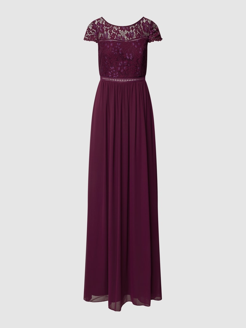 Abendkleid mit floraler Spitze in bordeaux rot