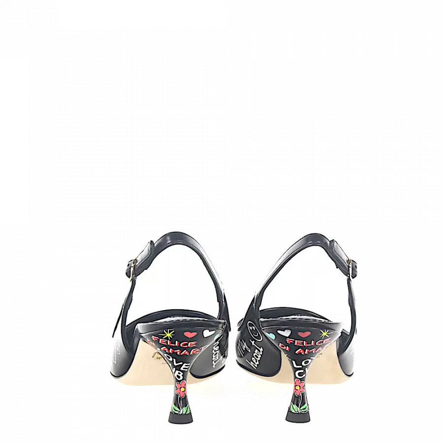 Dolce & Gabbana - Slingpumps Print schwarz mehrfarbig - schwarz