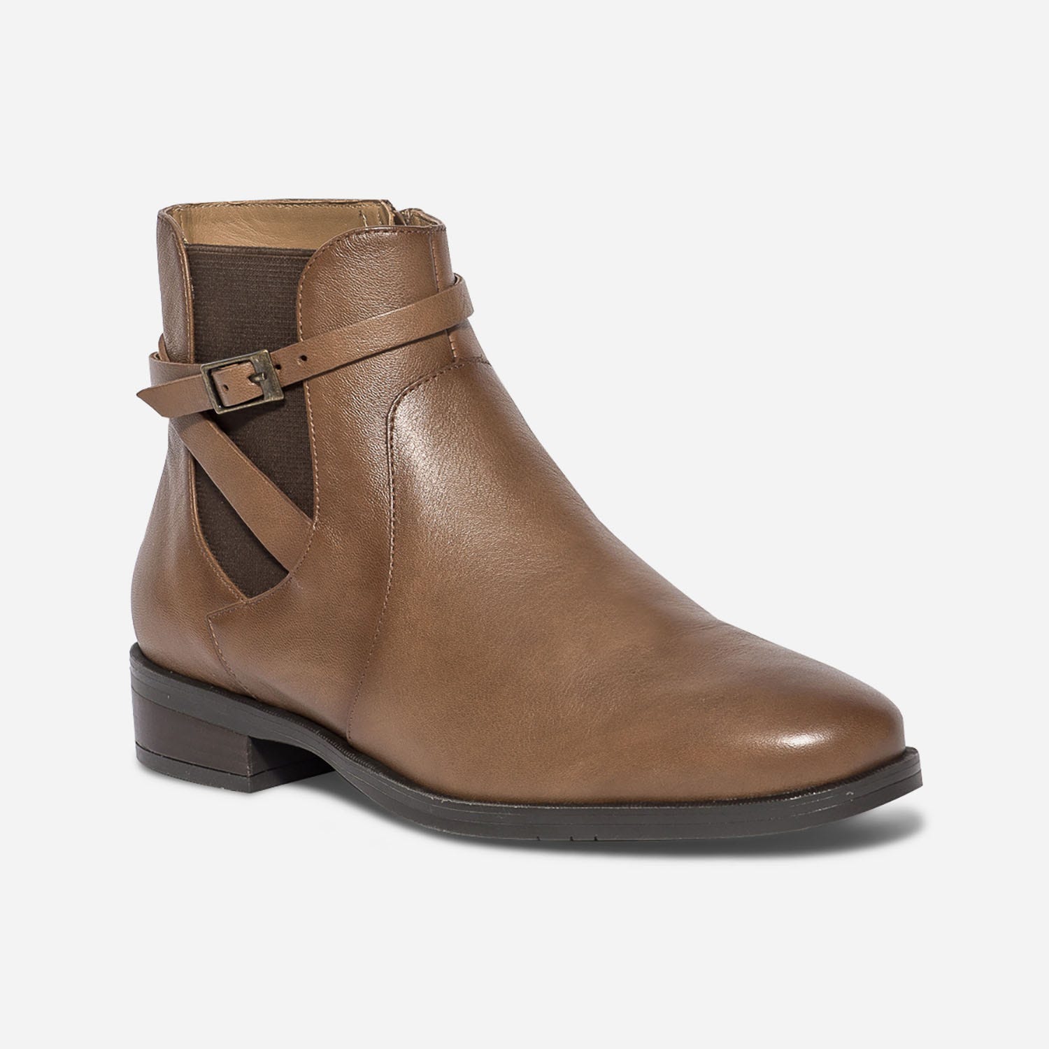 Chelsea Boots ERAM FLEX camel en cuir éco-conçu avec bride