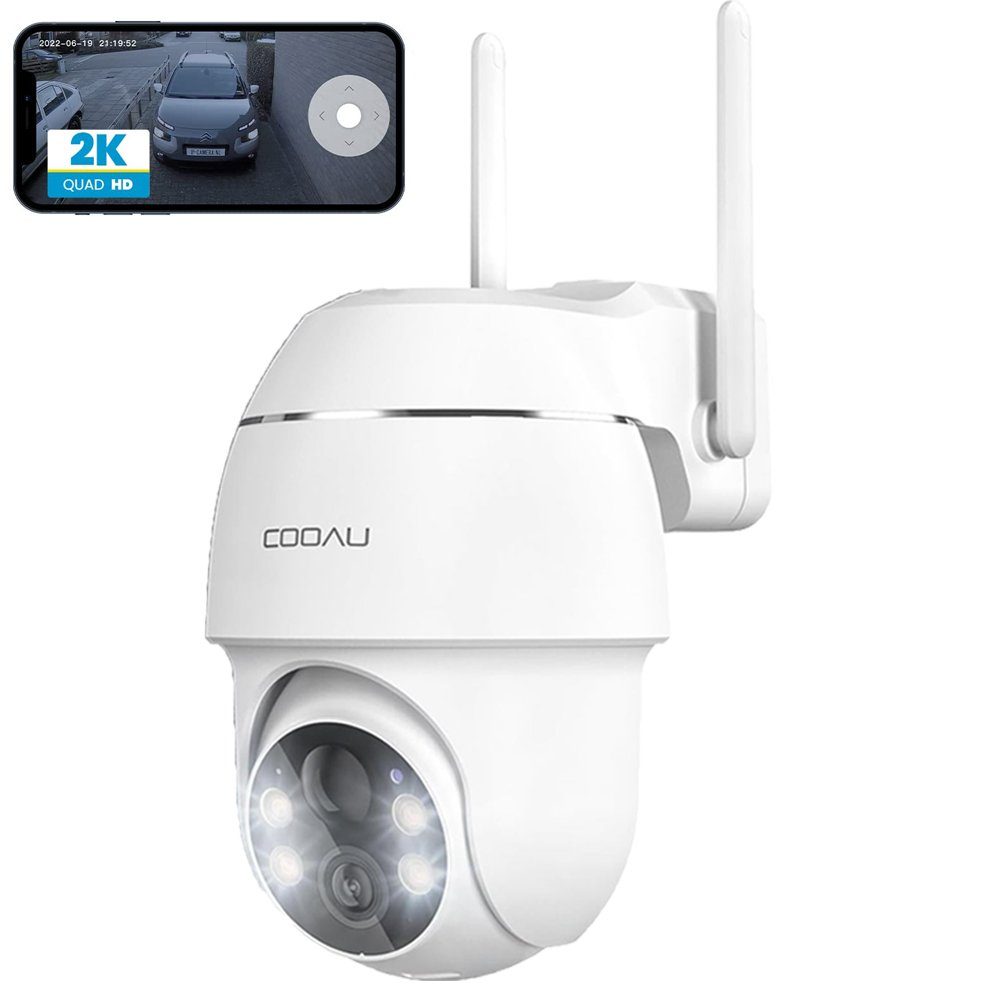 COOAU 2K 3MP Überwachungskamera Aussen Akku Kabellose WLAN IP Kamera Überwachungskamera (Außenbereich, Wald, Farm, Campingbus, Straße, 355°/90° Schwenkbar,Nachtsicht in Farbe, Personen-/Bewegungserkennung, Intelligente PIR-Erkennung-Fast keine Fehlal